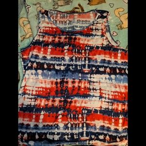 Red, white, and blue tie dye tank